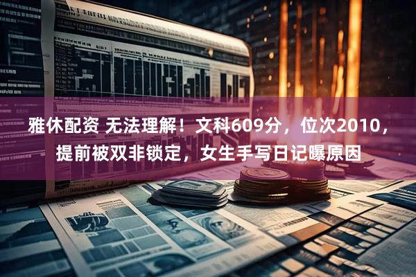 雅休配资 无法理解！文科609分，位次2010，提前被双非锁定，女生手写日记曝原因